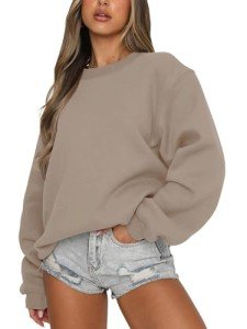 Trendy Women's Brown Crewneck Sweatshirts for Fall