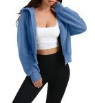 Blue Long Sleeve Crop Hoodie for Women