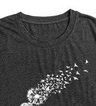 Women Dandelion Shirts Dandelion Graphic T Shirts Cute Casual Faith Shirt Tops (Grey, Medium)