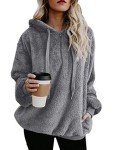 Cozy Grey Fuzzy Sherpa Hoodie for Women