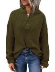 Voqeen Women's Green 1/4 Zip Pullover Sweater