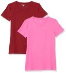 Amazon Essentials Women's Classic-fit Short-Sleeve Crewneck T-Shirt, 2-Pack Burgundy/Pink, Small