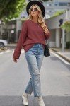 Fuchsia Oversized Fuzzy Knit Crew Neck Sweater