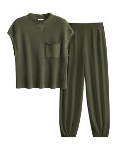 PRETTYGARDEN Women's Army Green Sweater Set