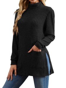 Bellcoco Women's Oversized Turtleneck Sweater Tunic