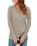 MISFAY Women’s V-Neck Long Sleeve Henley Sweater