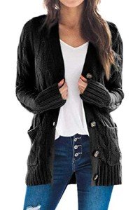 YACUN Women's Long Sleeve Knit Cardigan with Pockets
