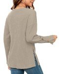 MISFAY Women’s V-Neck Long Sleeve Henley Sweater