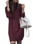 Soft Turtleneck Knit Dress for Women - Burgundy