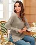 MISFAY Women’s V-Neck Long Sleeve Henley Sweater