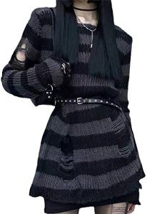 Gothic Striped Pullover Dress for Women