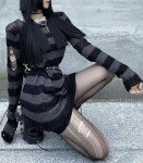 Gothic Striped Pullover Dress for Women