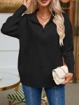 Chic Oversized Quarter-Zip Ribbed Knit Sweater