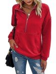 RANPHEE Women's Red Zipper Sweatshirt Pullover 2024