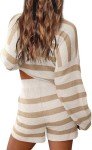 Beige Striped Oversized Lounge Set for Women