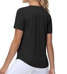 THE GYM PEOPLE Women's Workout Short Sleeve Breathable T-Shirts Athletic Yoga Tee Tops Black