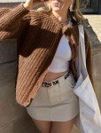 Brown Button-Down Chunky Knit Women's Cardigan