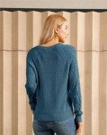Teal Blue Long Sleeve V-Neck Pullover Sweater