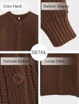 Brown Button-Down Chunky Knit Women's Cardigan
