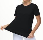 THE GYM PEOPLE Women's Workout Short Sleeve Breathable T-Shirts Athletic Yoga Tee Tops Black