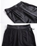 Satin Pleated High Waist Pants with Pockets