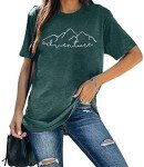 MEESHEEP Women Mountain Adventure Shirt Workout Hiking Tshirt Camping Short Sleeve Athletic Tee Tops Green