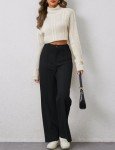 Women’s High-Waisted Wide Leg Dress Pants Black
