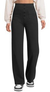 Women’s Black Wide Leg Tummy Control Dress Pants
