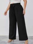 Plus Size Black Wide Leg Palazzo Pants with Pockets
