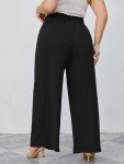 Plus Size Black Wide Leg Palazzo Pants with Pockets
