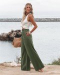 Bette Boutik High Waisted Wide Leg Pants - Green