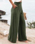 Bette Boutik High Waisted Wide Leg Pants - Green