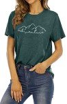 MEESHEEP Women Mountain Adventure Shirt Workout Hiking Tshirt Camping Short Sleeve Athletic Tee Tops Green