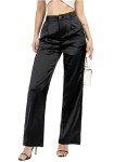 Elegant Women's Wide Leg Satin Party Trousers