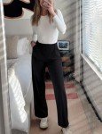 High Waisted Wide Leg Pants with Pockets - Black