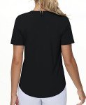 THE GYM PEOPLE Women's Workout Short Sleeve Breathable T-Shirts Athletic Yoga Tee Tops Black