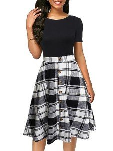 BERYDRESS Women's Colorblock Button Down Sundress