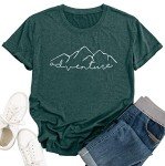 MEESHEEP Women Mountain Adventure Shirt Workout Hiking Tshirt Camping Short Sleeve Athletic Tee Tops Green