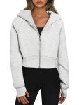 Oyamiki Women's Cropped Zip-Up Fleece Hoodie