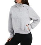 Oyamiki Women's Cropped Zip-Up Fleece Hoodie