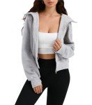 Oyamiki Women's Cropped Zip-Up Fleece Hoodie