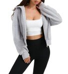 Oyamiki Women's Cropped Zip-Up Fleece Hoodie