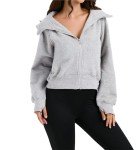 Oyamiki Women's Cropped Zip-Up Fleece Hoodie