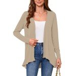 Witsmile Women's Lightweight Open Front Cardigan - Light Khaki