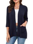 Soft Navy Blue 3/4 Sleeve Women's Cardigan