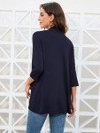 Soft Navy Blue 3/4 Sleeve Women's Cardigan