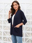 Soft Navy Blue 3/4 Sleeve Women's Cardigan