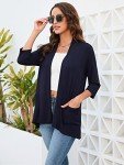 Soft Navy Blue 3/4 Sleeve Women's Cardigan