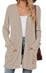 Naivikid Women's Lightweight Open Front Cardigan - Khaki