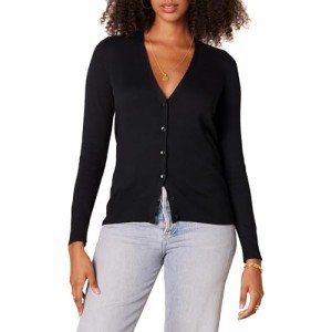 Women's Lightweight V-Neck Cardigan Sweater - Black